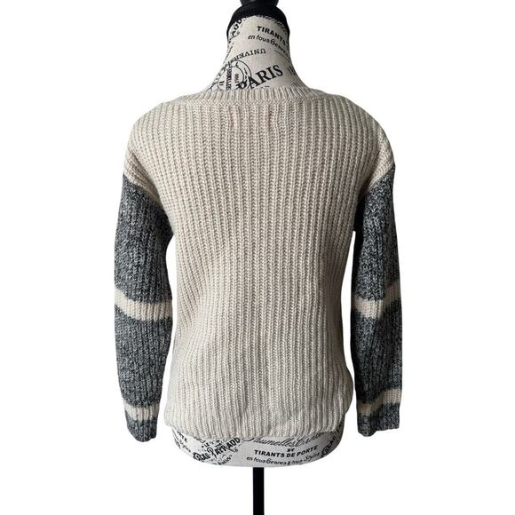 BlankNYC Contrast Sleeve Ribbed Wool Blend Sweater - Picture 2 of 6